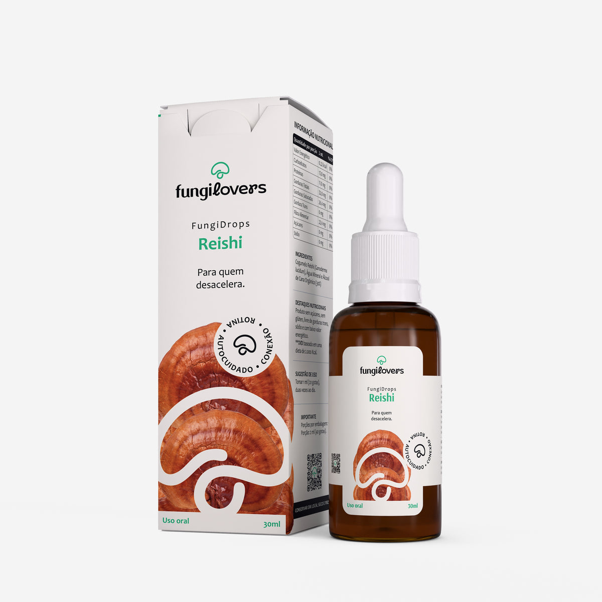 Extrato líquido de Reishi Fungilovers, frasco conta-gotas