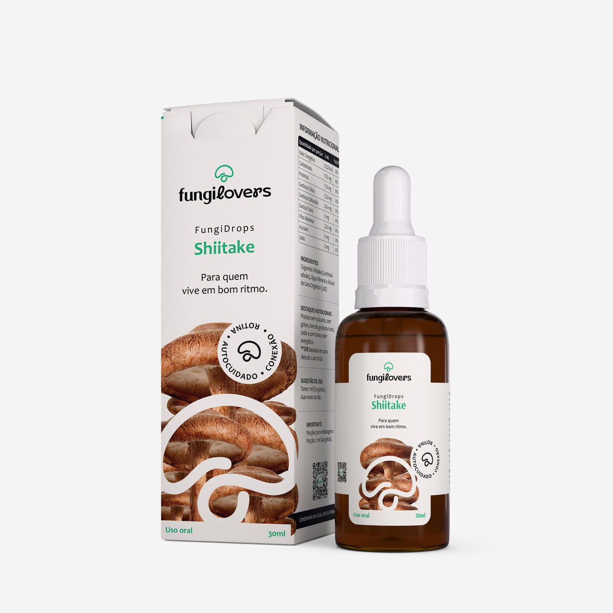 Extrato líquido de Shiitake Fungilovers, frasco conta-gotas