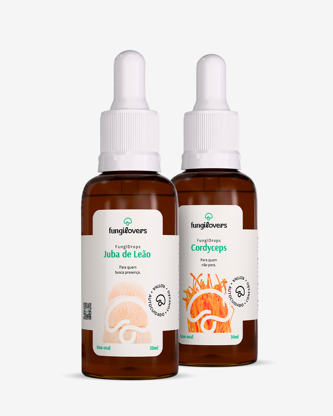 Kit Flow Fungilovers: frascos de Juba de Leão + Cordyceps