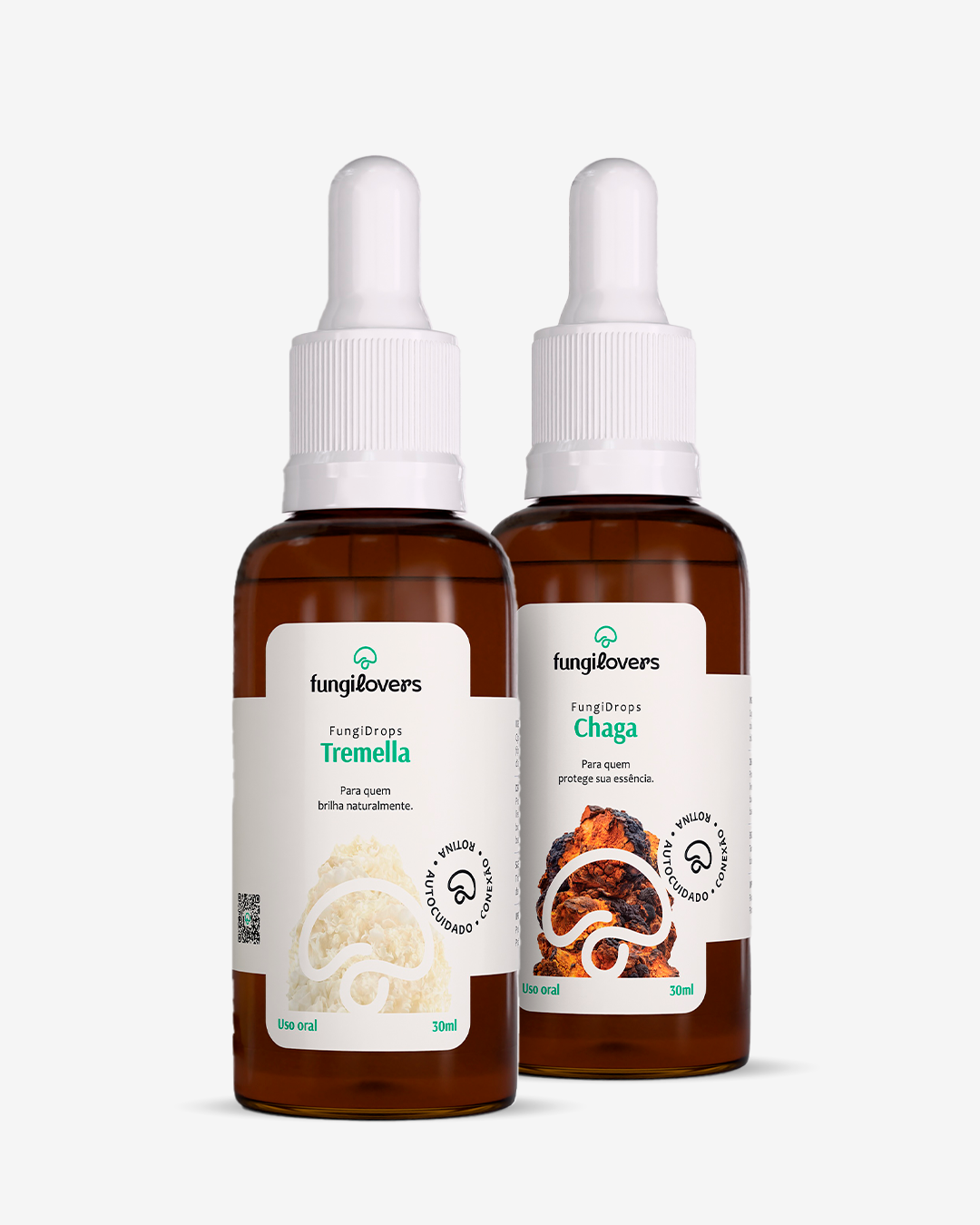 Kit Glow Fungilovers: frascos de Chaga + Tremella